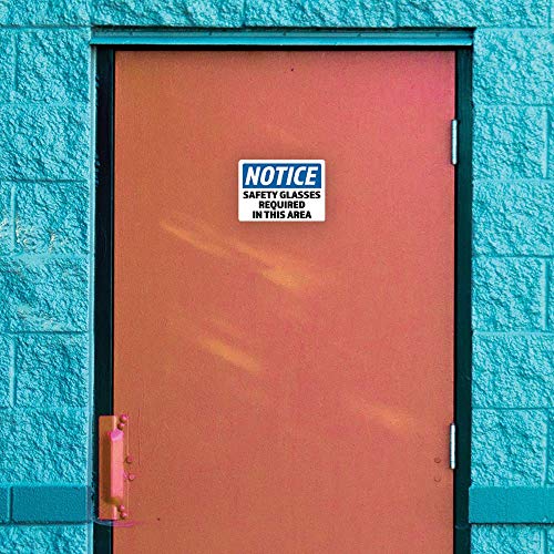 2-Pack Notice Safety Glasses Required in This Area Vinyl Decal Sticker | 7-Inch by 5-Inch | Laminated with UV Protective Laminate | PD2738