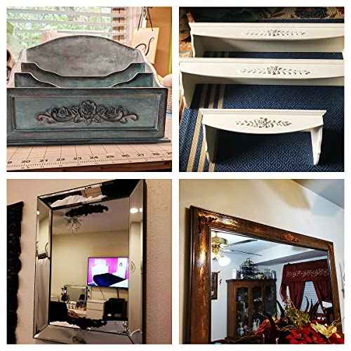 MUXSAM 1Pc Wood Carved Onlay Applique Unpainted Rose Flower Center Frame Decal for Furniture Door Cabinet Bed Home Decor European Style