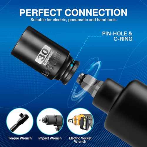 1/2"Square Drive x 30 mm Deep Impact Socket,Metric Socket,6 Point CR-MO for Easy Removal of Axle Nut (30mm)