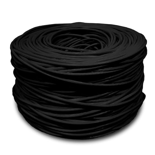 SolidLink CAT5e Ethernet Cable 1000ft – 24AWG Solid CCA UTP Unshielded CAT 5e, High Speed Lan Network, RJ45 Cable, Easy Pull Box Ethernet Cord (Black)