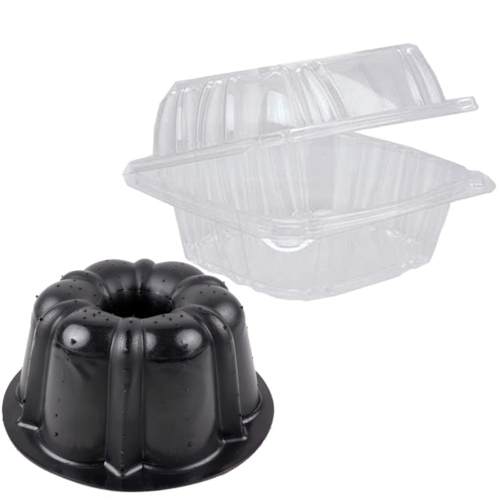 O'CREME Polystyrene Hinged-Lid Container 6 Inch Wide x 3.1 Inch High for Mini Cake Pan - Pack of 25