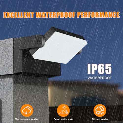 Juyace 60W LED Flood Lights Outdoor Wall Pack Light No photocell Lighting Fixtures for House 360¡Æ Rotational 6000lm 5000K IP65 Waterproof Modern Security Floodlights for Above Garagee