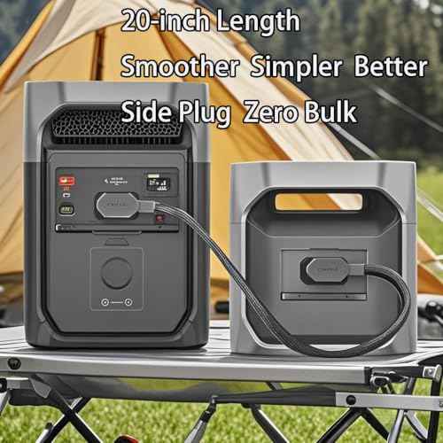 Extra Battery Connection Cable Compatible with Delta 2, 2 Max, 3 Plus, Wave 2, Wave 3, Gray Braided Power Third-Party Accessory£¬Pro 3 Not Compatible