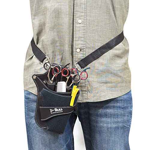 IKAS Scissor Holster - Multi Color PU Leather Shear Holder for Hairdressers, Barbers & Pet Groomers - Waist/Shoulder Belt Shear Holder