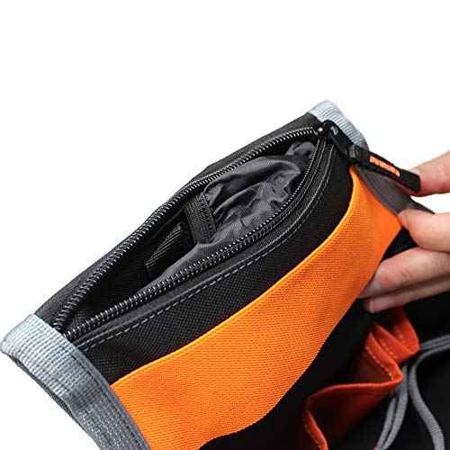 MELOTOUGH Electrician Tool Pouch Bag with Shoulder Strap Tool Belt Pouch with Rain Cover and Electrical Tape Strap,Hammer Holder Electricians Tool Bag (20 Pockets)