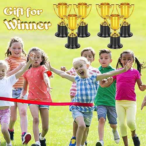 WINKIO Mini Trophies,Gold Trophy Award, Plastic Trophies for Kids, 4 Inch Trophy Cups, Award Trophies for Party Favors, Props, Rewards, Winning Prizes, Competitions Ceremony Parties Favor