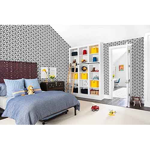 Timeet Black White Wallpaper - Peel & Stick 17.7"x118" Modern Wall Decoration