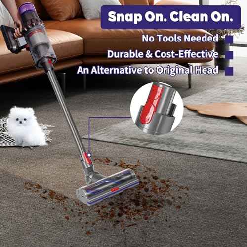 High Torque Brush Head for Dyson V10 V11 V15 & V7 V8 Cordless Vacuum Cleaner, Anti-Tangle Adjustable Motorized Wide Head Brush Replacement with Quick-Release, Compatible with Dyson Part No.970100-05