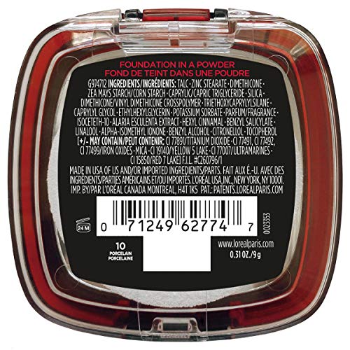 L'Oreal Paris Makeup Infallible Fresh Wear Foundation in a Powder, Up to 24H Wear, Waterproof, Porcelain, 0.31 oz. (Packaging May Vary)