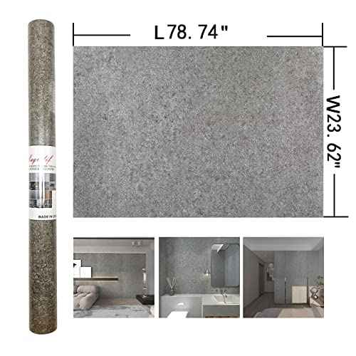 24"x79" Thick Grey Granite Countertop Contact Paper(Sample) Vinyl Wrap Matte Wallpaper Peel and Stick Easy to Install & Clean Renter Friendly Textured Paper for Kitchen Cabinets Countertop Refinishing