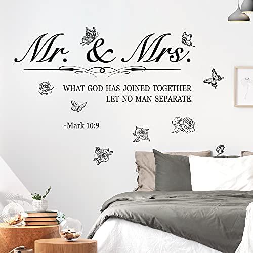 Mr. and Mrs. Wall Decals Peel and Stick Wedding Sayings Art Lettering Stickers Romantic Wedding Anniversary Decor Living Room Bedroom Home Decorations