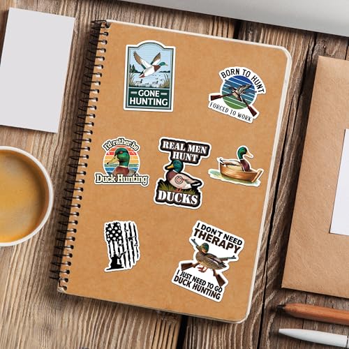 Duck Hunting Stickers 50 Pieces Vinyl Waterproof Decal for Laptop Water Bottle Phone Car Window Bike Motorcycle Stakeboard Scrapbook Ducks Hunt Sticker Gifts