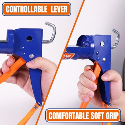 WCG2309D-1 Caulking Gun: No Drip Caulk Gun, 9" Drip Free Hand Caulking Gun with Comfort Grip, Smooth Round Rod for 10oz Caulk Tubes- Blue