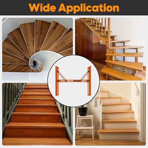 Stair Tread Template Tool, Stairs Treads Jig Stair Tread Gauge Aluminum Alloy Ruler with Angled Brace and Edge Flip Stops Adjusting Length from 12" to 60", Stair Tools Measuring Gauge