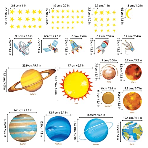 DECOWALL DS4-8007 Planets in The Space Kids Wall Stickers Wall Decals Peel and Stick Removable Wall Stickers for Kids Nursery Bedroom Living Room (Small) d?cor