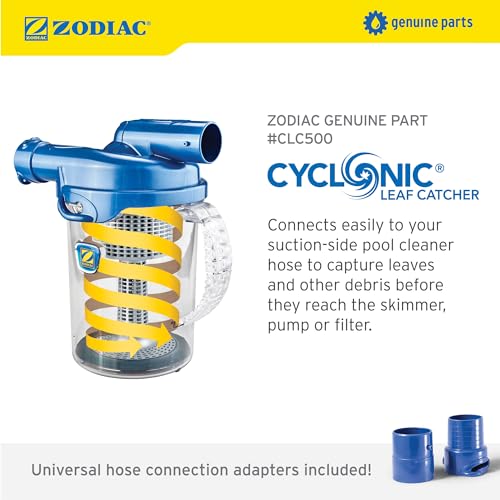 Zodiac Genuine Parts Cyclonic Leaf Catcher, Connects to Suction-Side Pool Cleaners to Capture Leaves & Other Debris, Universal Hose Connection Included