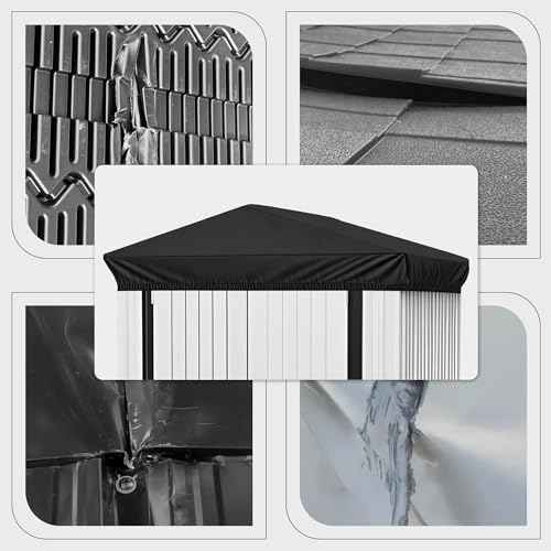6x4 Ft Durable Slooping Roof Shelter Cover Pressure Rubberized Oxford Cloth, Sun, Dust, Rain and Leaf Resistant with 8 Silicone Protective Corners (Black)