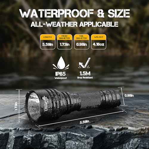 ULTRAFIRE Red Hunting Flashlight, 273-Yard Long Range, 10W Super Bright Tactical LED Red Light for Night Hunting Essentials, Coyote, Hog, and Varmint - Single Mode Predator Light WF-509R