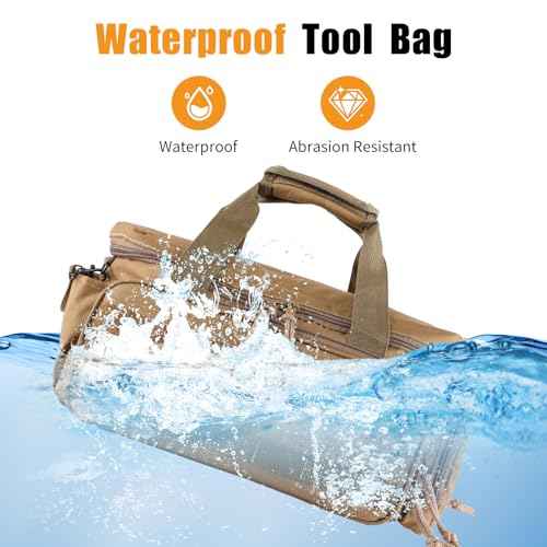 16-Inch Tool Bag with 16 Packets,Tools Bag for Men with Anti-friction Bottom,Tactical Range Bag,Electrician Tool Bag Organizer,Mechanics Tool Storage Bag for Repairman,Carpenters,Handyman,Khaki