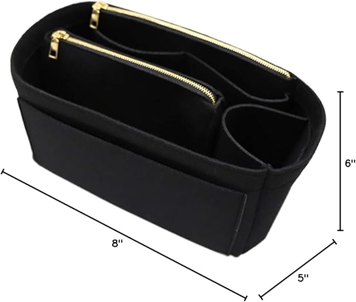 LEXSION Felt Purse Bag Organizer Insert with zipper Bag Tote Shaper Fit Speedy Neverful PM MM