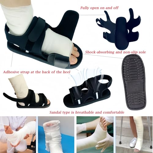 Medical open-toe plaster shoe, postoperative recovery shoes, plaster shoe covers medical boots suitable for foot sprains, ankle fractures, toes, suitable for left and right feet(S)