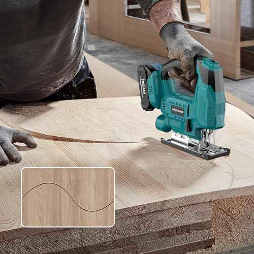 Cordless Jig Saw with Battery & Charger, Jigsaw Tool for Makita 18V Battery, with LED Light, Varible Speed, Bevel Angle (0¡Æ-45¡Æ), 3-Position Orbital Jig Saw for Wood PVC Metal Cutting