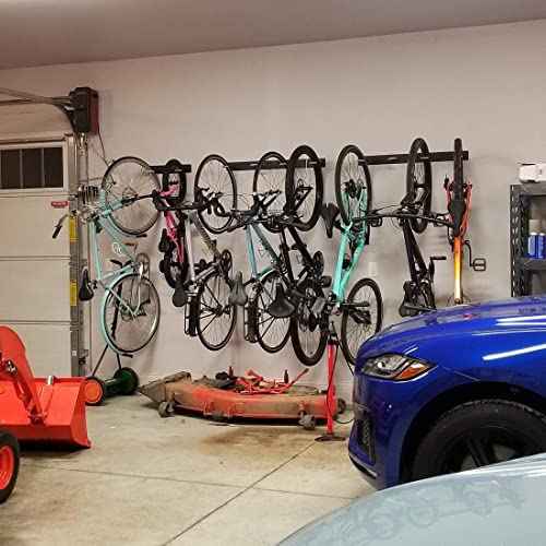 StoreYourBoard Bike Storage Rack, 4 Bike Racks for Garage, Solid Steel Extra Heavy Duty BLAT Bike Rack - Garage Wall Mounted Bicycle Storage, Up to 200lbs, 32-inch