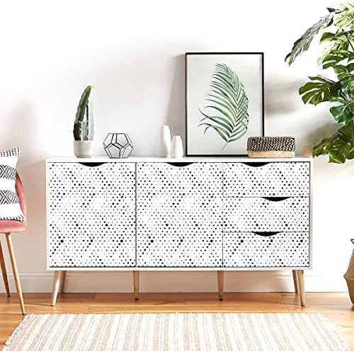 Froluya Black and White Peel and Stick Wallpaper Geometric Contact Paper 17.7inch x 393.7inch Polka Dots Self Adhesive Removable Contact Paper for Bathroom Decor Vinyl Modern Wallpaper Waterproof