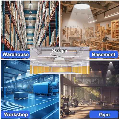 2 Pack UFO LED High Bay Light, 6500K 200W, Black, 21000 LM, IP65 Waterproof, Industrial, High Bay LED Shop Lights