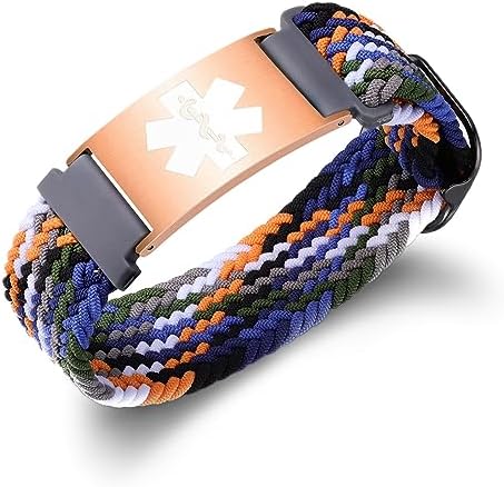 Personalized Sport Medical Alert Bracelets for Women Men - Custom Medical ID Bracelets with Free Engraving - Hook and Loop/Elastic/Stainless Steel/Silicone Watch Wristband Emergency Bracelet