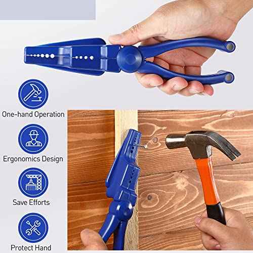 Dreyoo 2 Pcs Nail Holder for Hammering, Nail Holder Pliers for Hammer, Plastic Slip Joint Pliers Keep Fingers Safe, Basic Repair and Woodworking Tools
