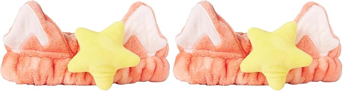 The Crème Shop 3D Teddy Headyband - Plush SPA Headband with Stretchy Elastic Band for Comfortable Fit - Ideal for Hair Control during Beauty and Skincare Routines (RED PANDA) (Pack of 2)