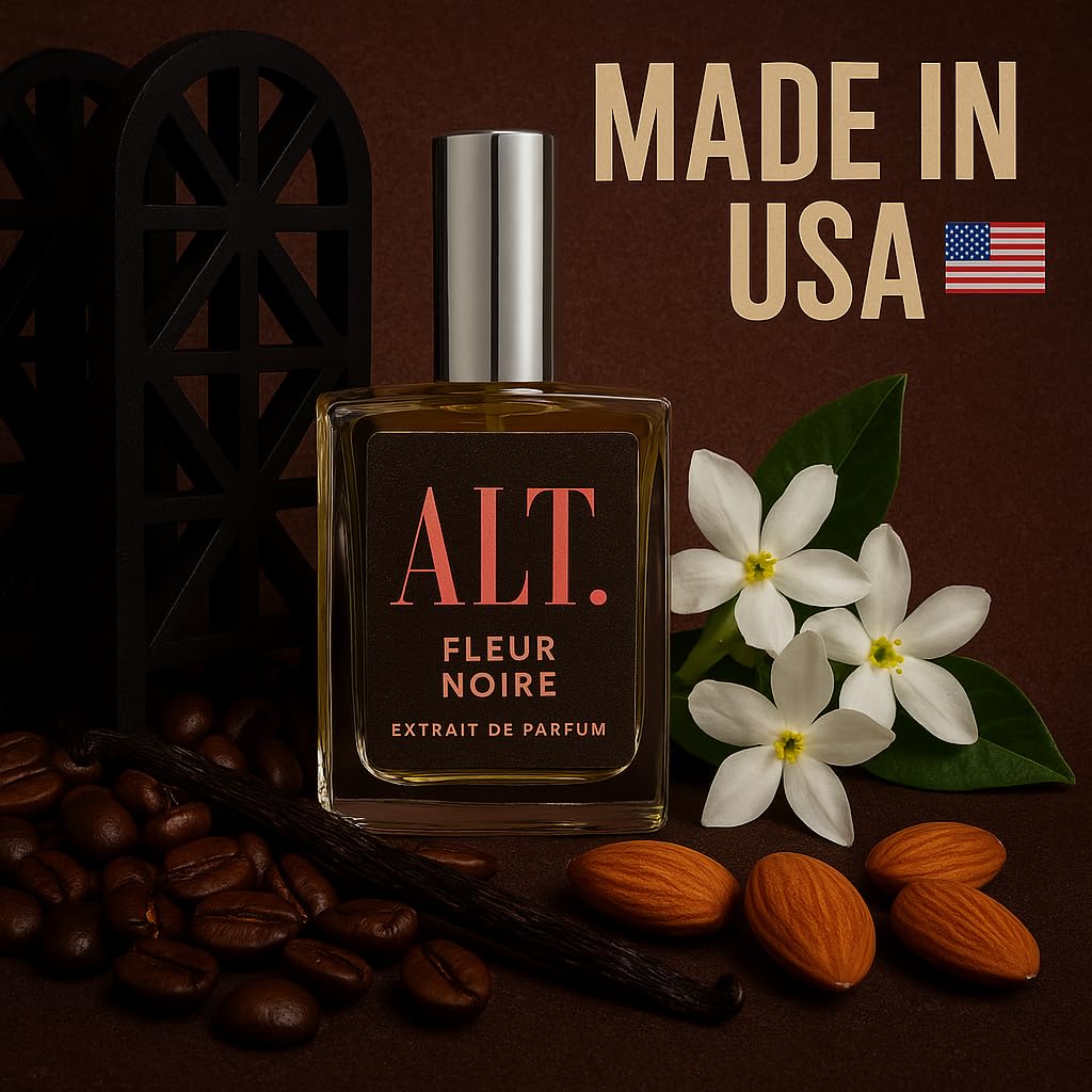 ALT. FRAGRANCES Fleur Noire - Inspired by Black Opium Perfume for Women, Extrait de Parfum, Long Lasting Fragrance with Coffee, Jasmine & Vanilla Notes, 100ml