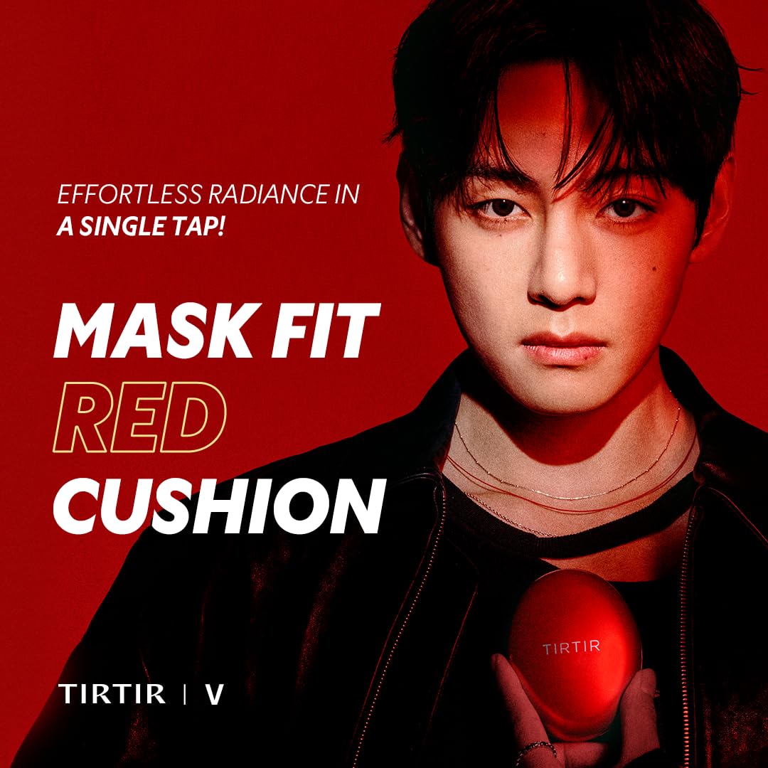 TIRTIR Mask Fit Red Cushion Foundation | Full coverage, Weightless, Skin fit, Satin Glow Finish, Korean Makeup BB Foundation, beauty, Tattoo cover up, Buildable (#33N Macchiato / 0.63 Fl Oz)