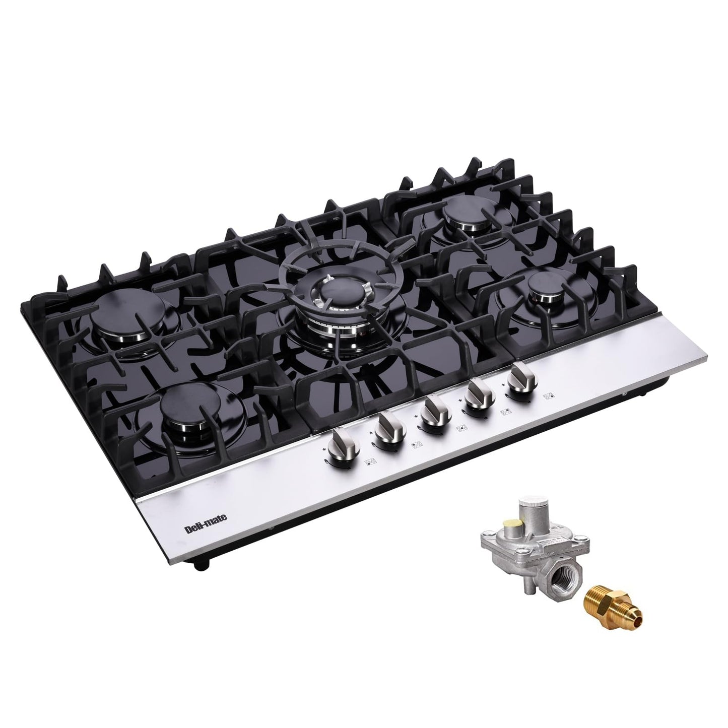 36 Inch Gas Cooktop, Built-in Tempered Glass 5 Burners Stovetop LPG/NG Convertible Stove Top Dual Fuel Cooktop DM5189-01