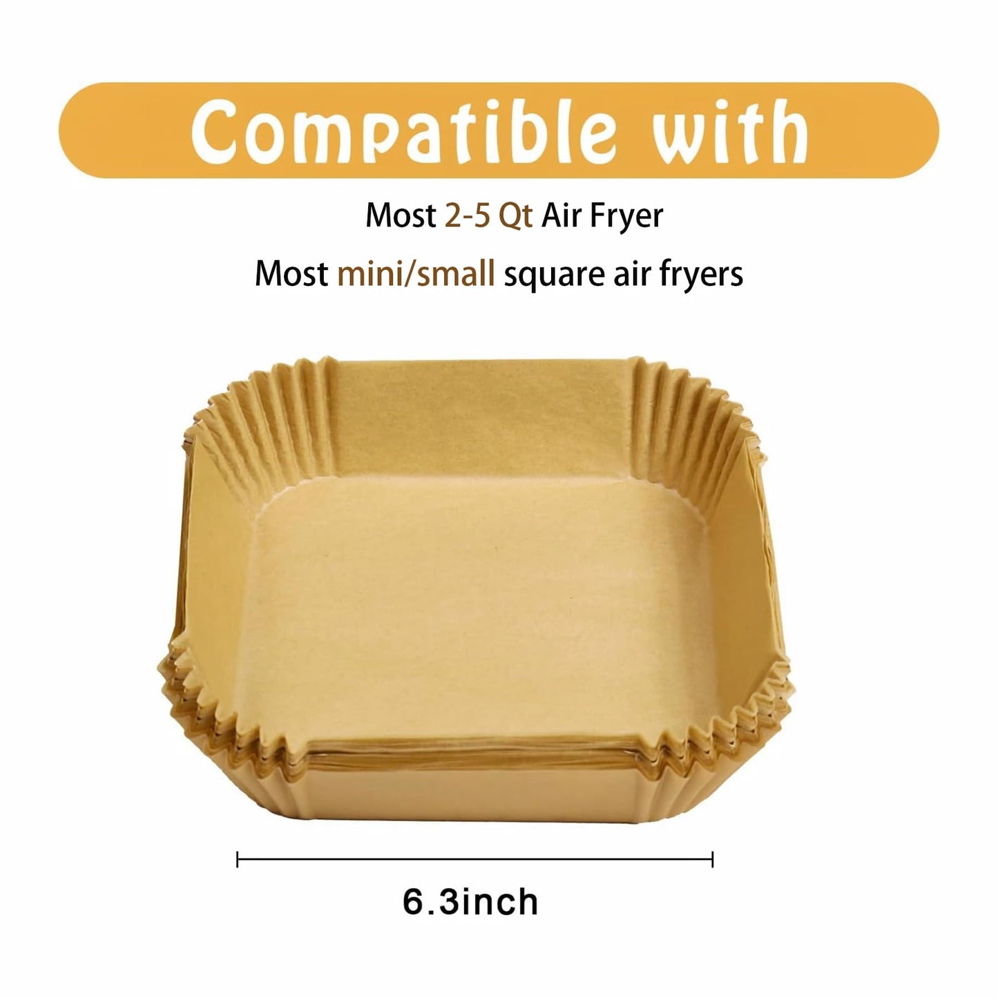 Air Fryer Liners Disposable for Most Small Air Fryer 2-5 Qt, 150 Pcs Square Parchment Paper Mini Air Fryer Liners for 2-5 Qt