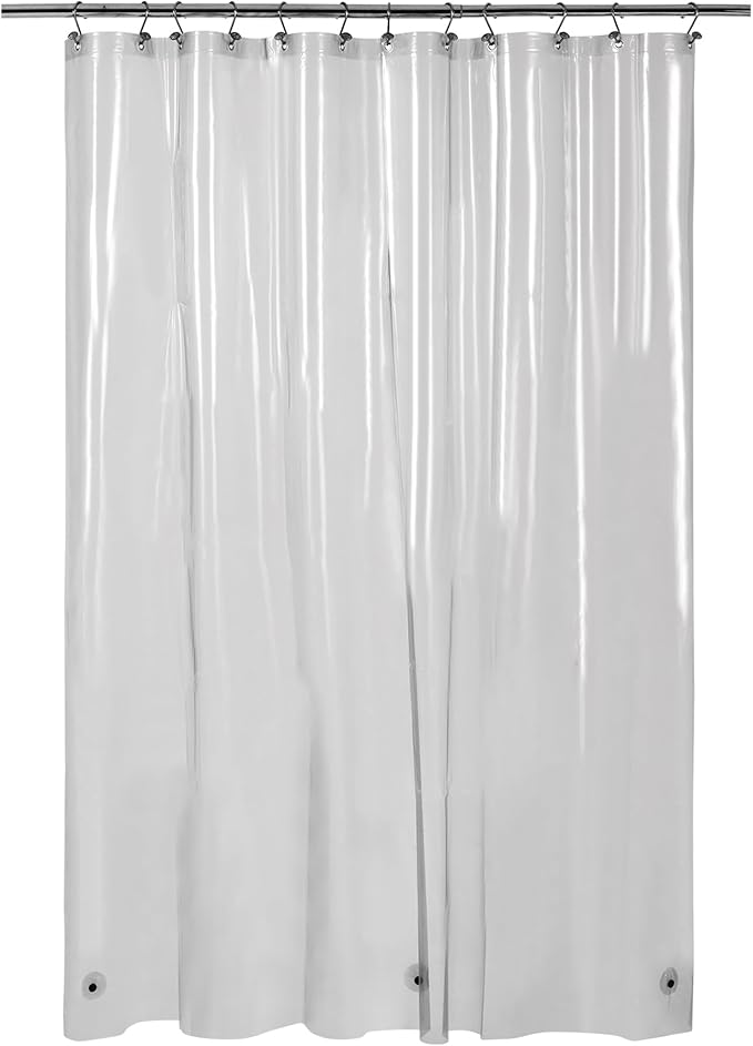 Barossa Design Extra Long Clear Black Shower Curtain Liner with 3 Magnets - 72" x 84" XL, Waterproof PEVA Lightweight Shower Liner for Bathroom, PVC Free, Metal Grommets - Clear Black, 72x84