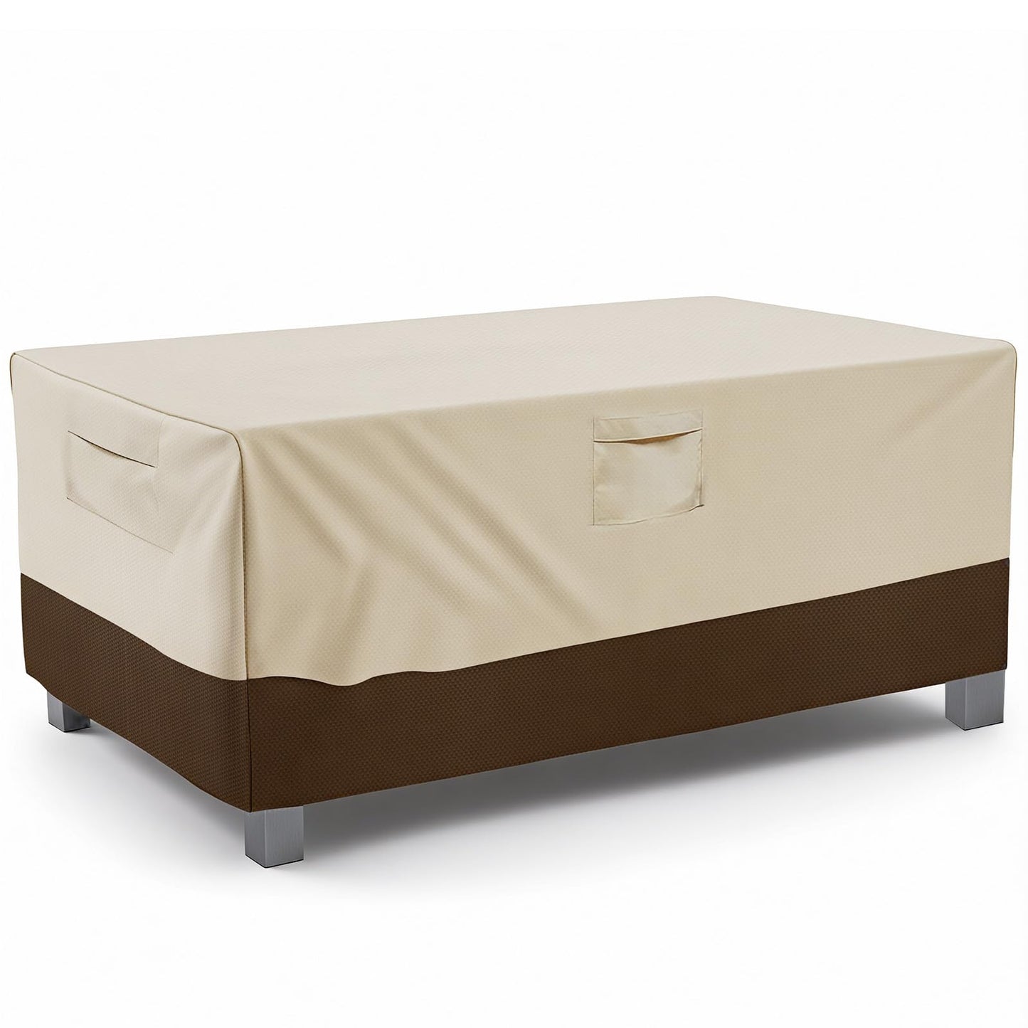 Vailge Rectangular/Oval Patio Table Cover, Heavy Duty and Waterproof Outdoor Lawn Patio Furniture Covers, Large Beige & Brown