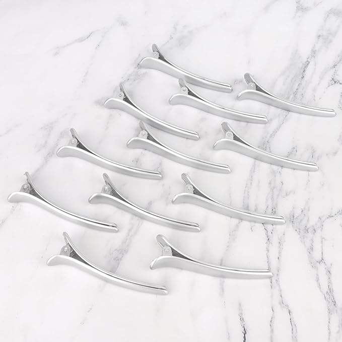 12 Pcs Silver Hair Clips for Styling Sectioning, YISSION 3.1 Inch Alligator Hair Clips Hair Barrettes No Crease Duck Billed Hair Clip, Hair Styling Accessories for Women Girls