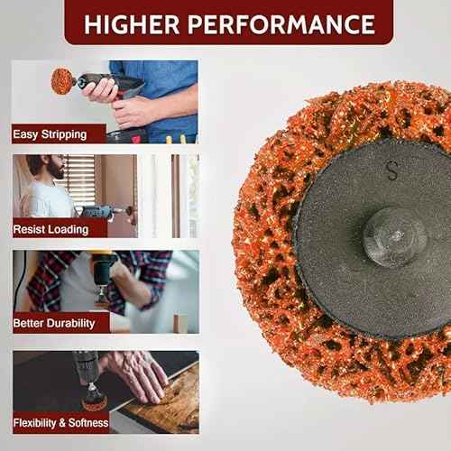 25PCS 2 Inch Quick Change Strip Discs for Die Grinder & Drill - Paint Stripping Wheel, Rust & Oxidation Removal, Surface Prep Tools with 5 Grits (Blue/Green/Orange/Purple/Black)