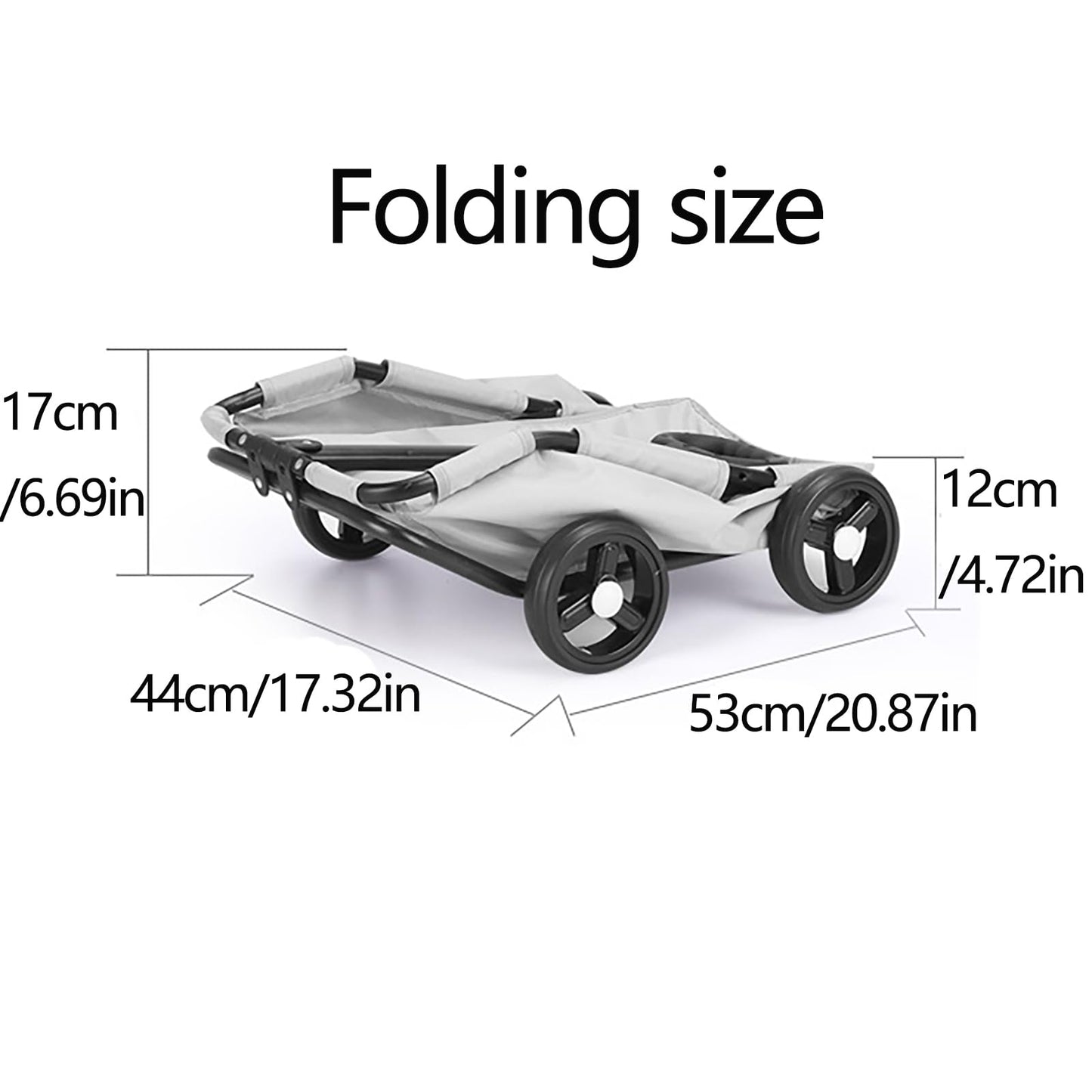 Luxury Pet Stroller, Gray, Foldable Design with Adjustable Canopy,Small Dog Wagon, for Small Dogs and Cats, with Extended Handle