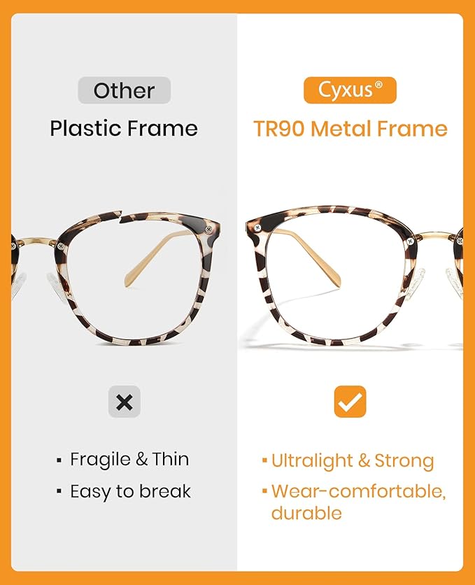 Cyxus 3 Pack Blue Light Glasses for Women, Blue Light Blocking Computer Eyeglasses for Woman Anti Eye Fatigue Eyewear Reduce Headaches