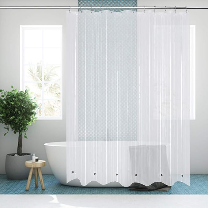 Mrs Awesome Long Shower Curtain Liner with 6 Magnets 72 x 78 inch, PEVA 8G Thick & Heavy Duty Plastic Shower Curtain for Bathroom, Waterproof,72x78, Clear