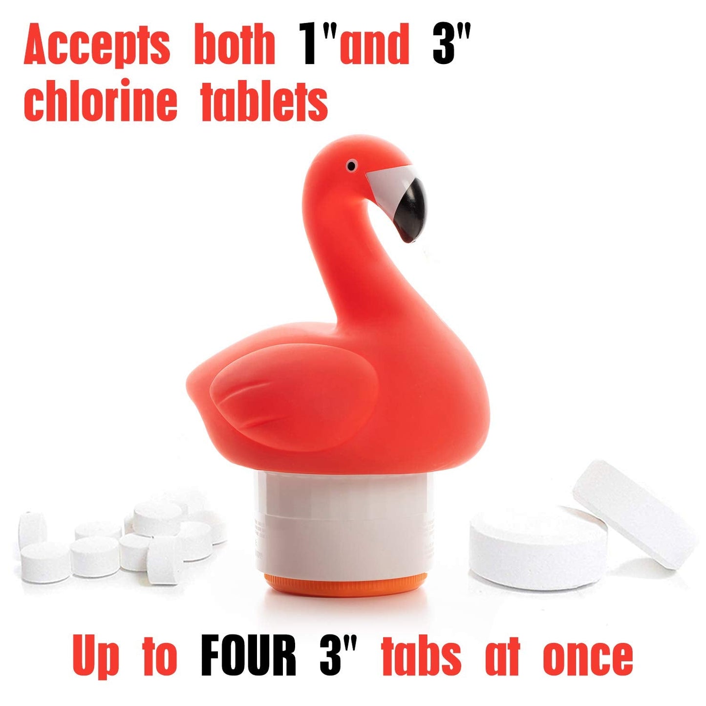 XY-WQ Chlorine Floater, Floating Pool Chlorine Dispenser, Fits 1 and 3 Inch Tablets for Large and Small Pools, Hot Tub, Spa, Flamingo