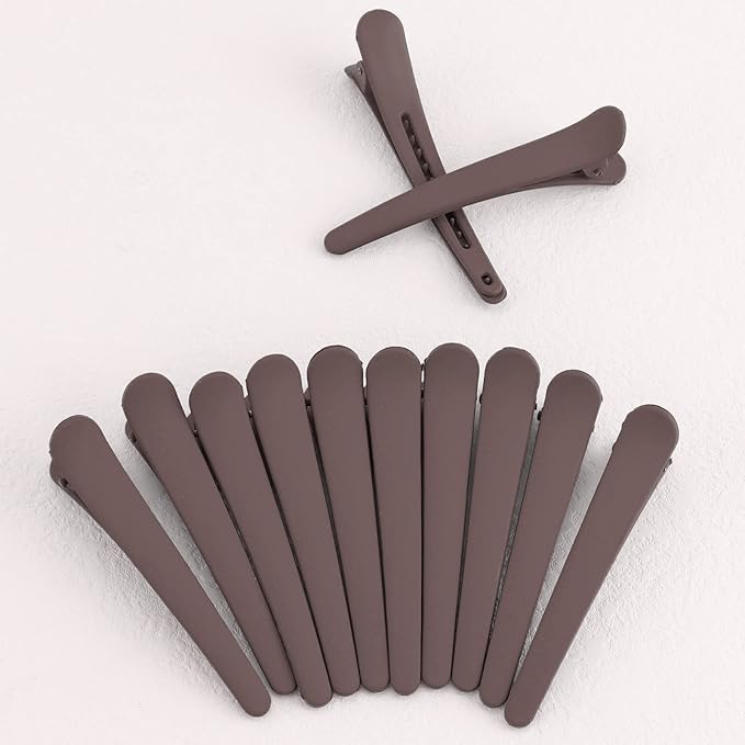 12 PCS YISSION 3.1 Inch Matte Alligator Hair Clips Barrettes, No Crease Duck Billed Clips for Sectioning & Styling Accessories for Women Girls Coffee