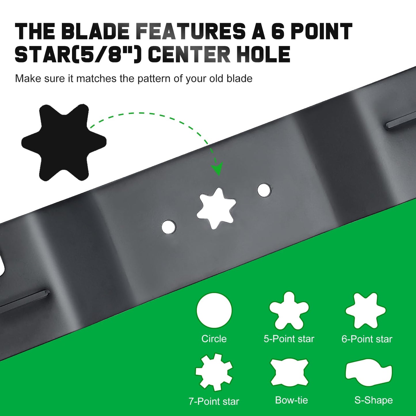 Grasscool 942-0677B Mower Blades with 6-Star Mounting Pattern for Cub Cadet 54 Inch Deck Mower RZT54 RZT-S54 SLT1554 GT1554 LGT1054 GT1054 GTX1054 T310 54'' Zero Turn Lawn Tractor (Toothed Mulching)