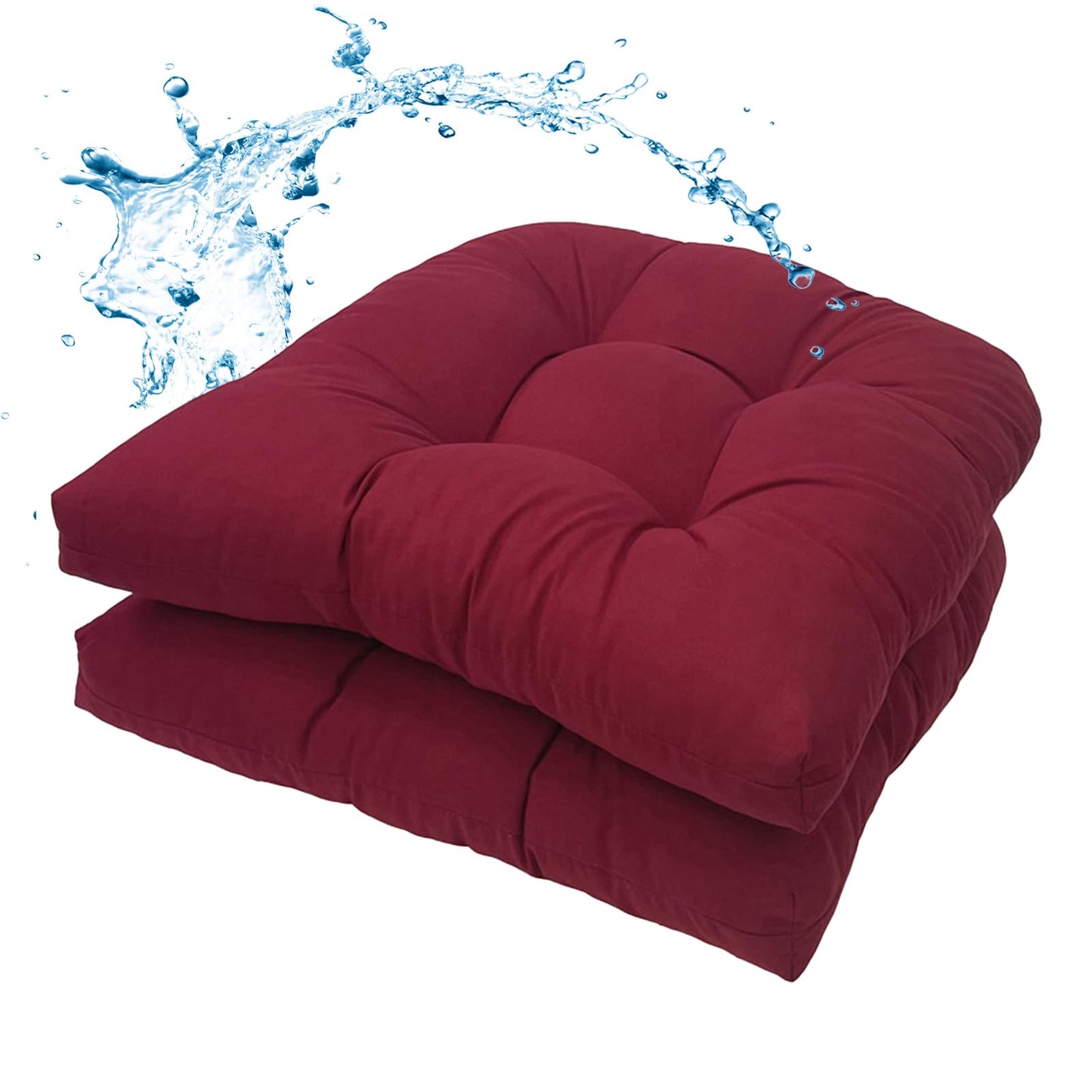 MTMR Outdoor Chair Cushions Set of 2, Water-Repellent 19âX19â Patio Chair Cushions with High Elasticity PP Cotton, No Fading Tufted Patio Furniture Cushions, Thick Seat Cushions for Outdoor Furniture