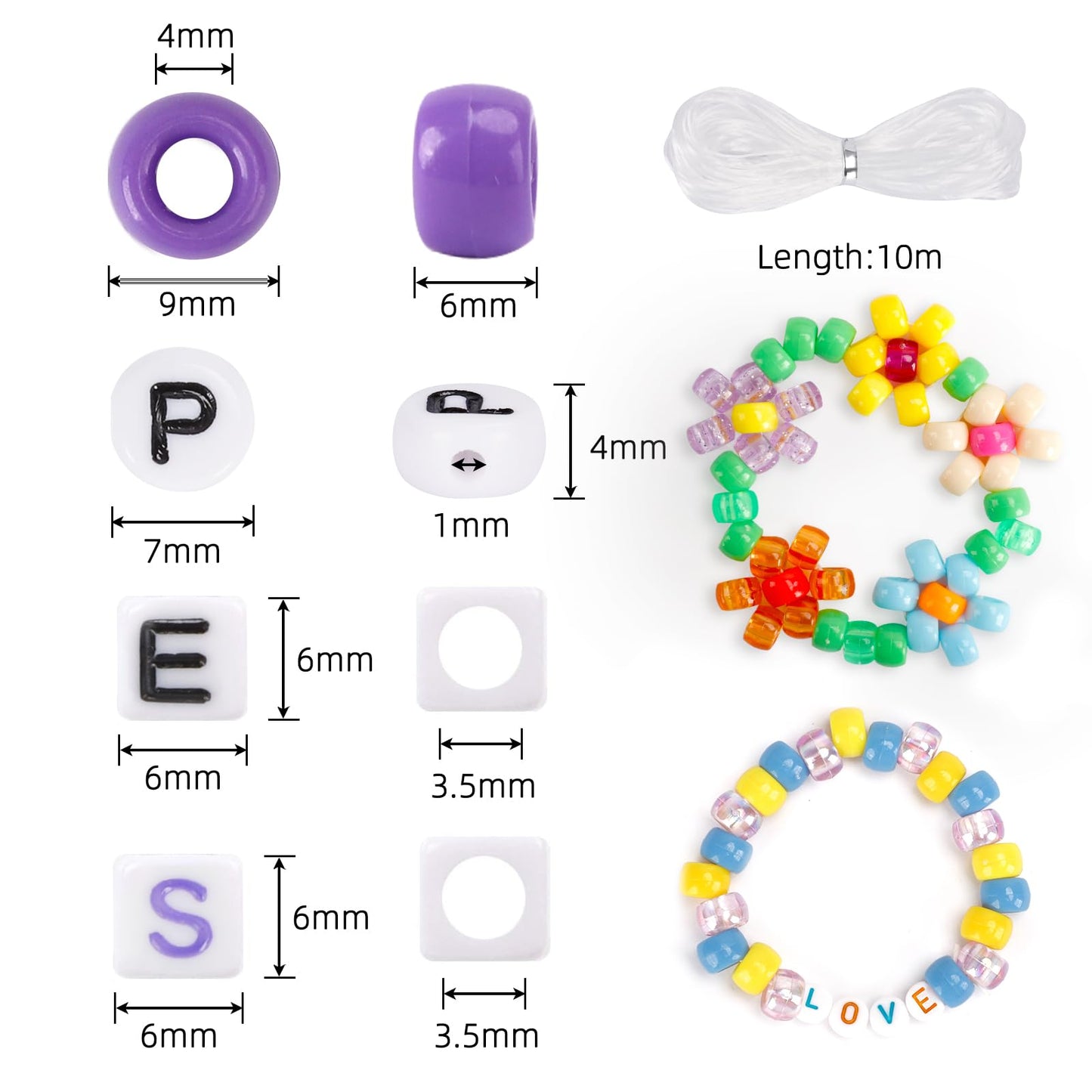 Quefe 3960pcs Pony Beads for Friendship Bracelet Making Kit 48 Colors Kandi Beads Set, 2400pcs Plastic Rainbow Bulk and 1560pcs Letter Beads for Keychains Craft Jewelry Necklace