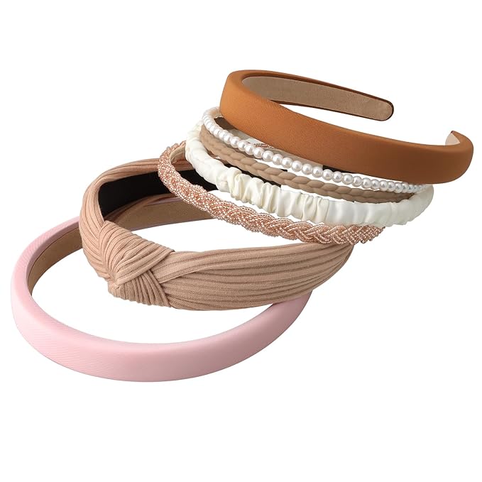 7pc Headbands for Women Trendy Girls Headbands Set, Non Slip Head Bands for Women's Hair Diademas Para Mujer De Moda