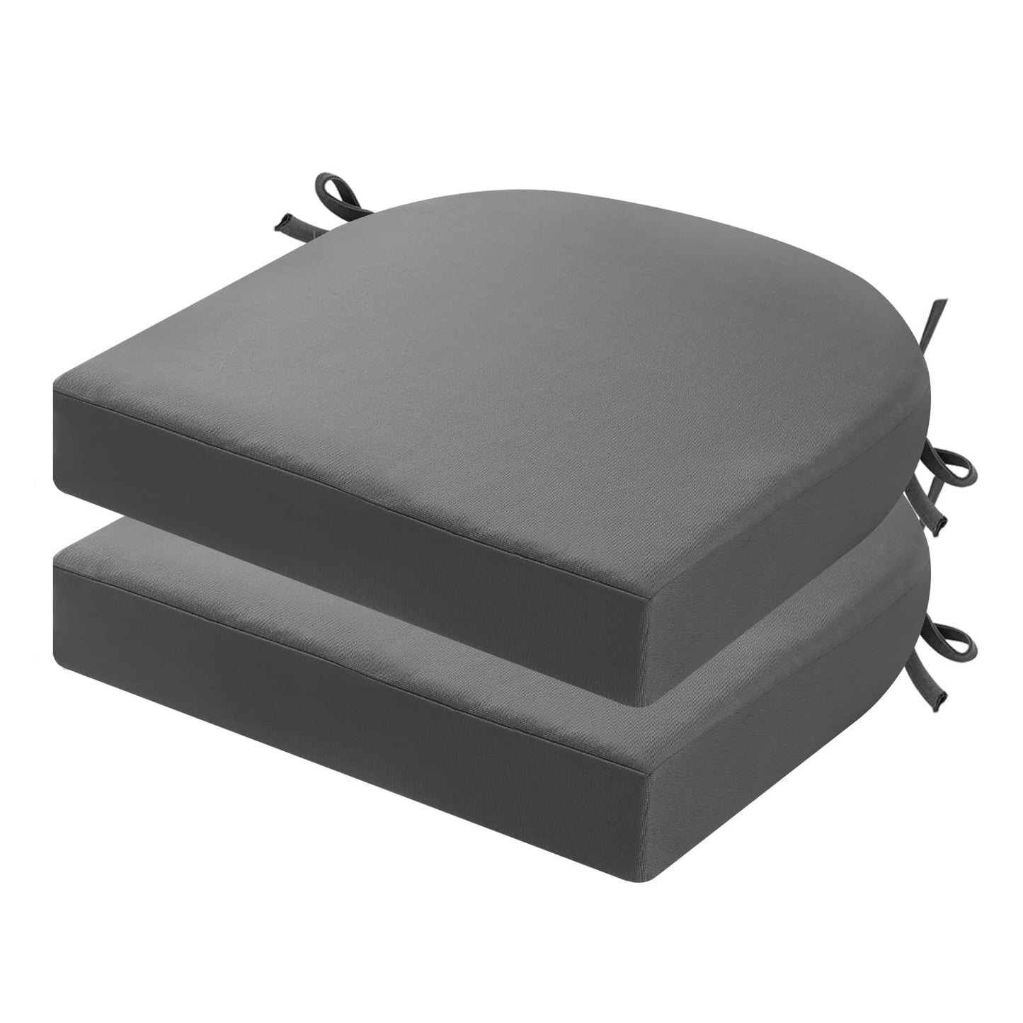 idee-home Outdoor Chair Cushions Set of 2, Thick 19" x 19" x 3" Outdoor Seat Cushions Patio Furniture Waterproof with Ties, Dining Pads
